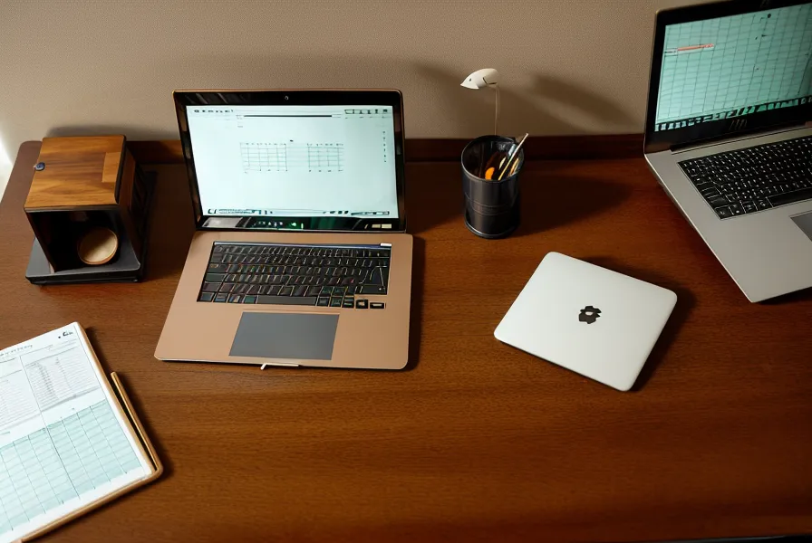 Ordinateur portable avec un calcul comparant la quote-part réelle et l'abattement forfaitaire de 10 % pour le télétravail