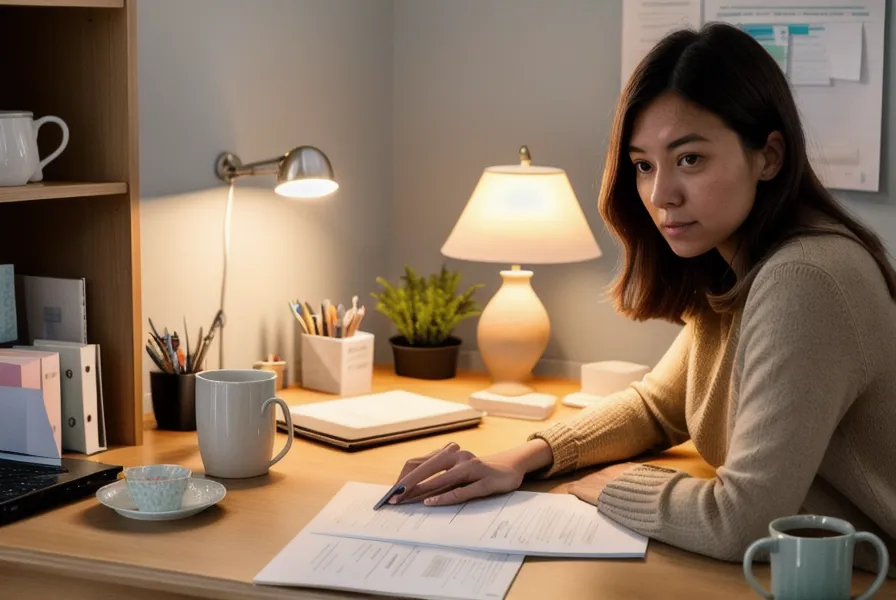 Ordinateur fermé sur un bureau rangé en fin de journée, signe d'une charge mentale allégée après le pointage bancaire.